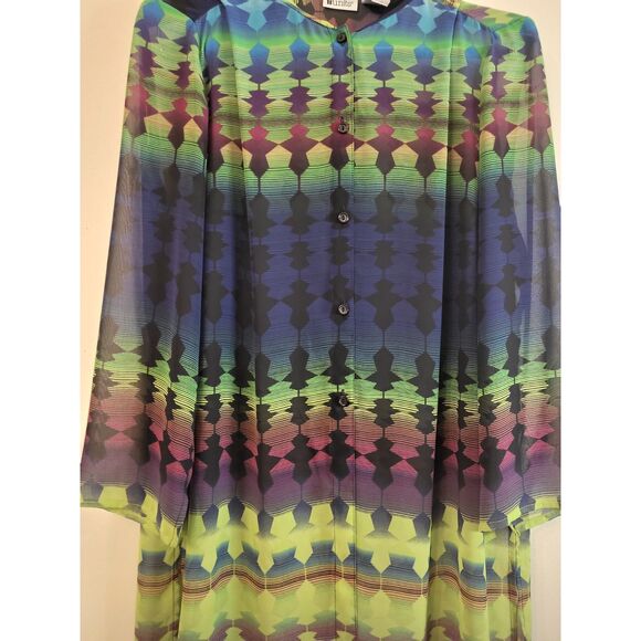 VINTAGE UNITS SHEER RETRO ARTSY FEMININE LONG SLEEVE BUTTON FRONT WOMEN MEDIUM - Picture 3 of 5